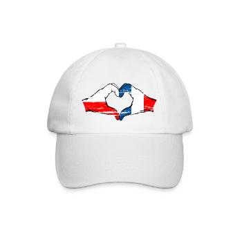 Poland France Flag Heart shape used - Baseball Cap - white/white - Front
