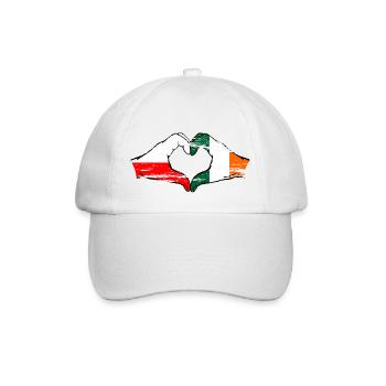 Polen Irland Flagge Herzform used - Baseballkappe - Weiß/Weiß - Vorne