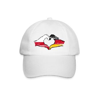 Poland Germany Flag Heart Shape Used - Baseball Cap - white/white - Front