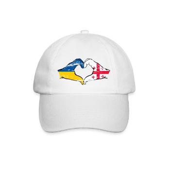 Ukraine Georgia flag hands heart shape used - Baseball Cap - white/white - Front