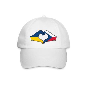 Ukraine Czech Republic Flag Hands Heart Shape - Baseball Cap - white/white - Front