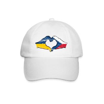 Ukraine Tschechien Flagge Hände Herzform used - Baseballkappe - Weiß/Weiß - Vorne