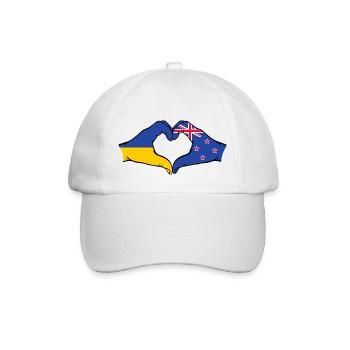Ukraine New Zealand Flag Hands Heart Shape - Baseball Cap - white/white - Front