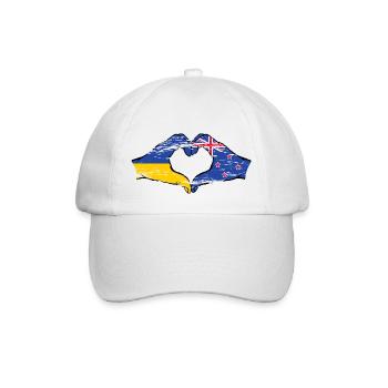 Ukraine Neuseeland Flagge Hände Herzform used - Baseballkappe - Weiß/Weiß - Vorne