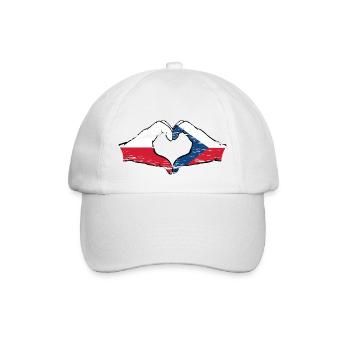Pologne République tchèque drapeau mains coeur utilisé - Casquette classique - blanc/blanc - Devant