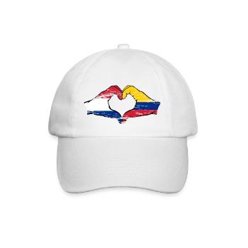 Hollande Colombie Drapeau Mains Coeur Forme Utilisé - Casquette classique - blanc/blanc - Devant