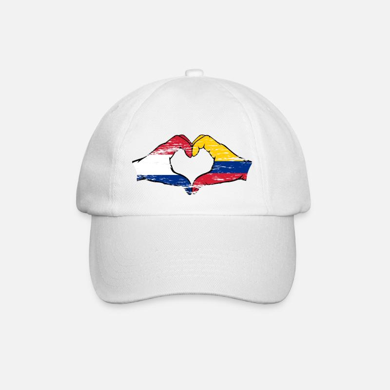 Hollande Colombie Drapeau Mains Coeur Forme Utilisé - Casquette classique - blanc/blanc