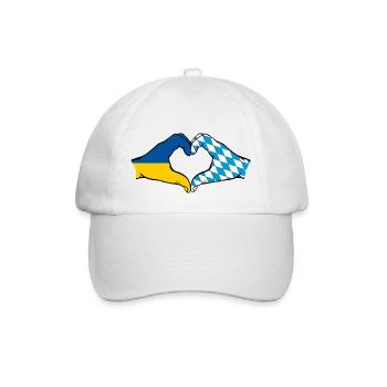 Ukraine Bavaria Flag Hands Heart Shape - Baseball Cap - white/white - Front