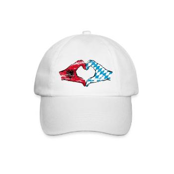 Albania Bavaria Flag Hands Heart Shape Used - Baseball Cap - white/white - Front