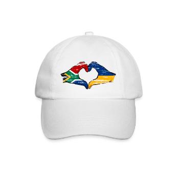 Südafrika Ukraine Flagge Hände Herzform used - Baseballkappe - Weiß/Weiß - Vorne