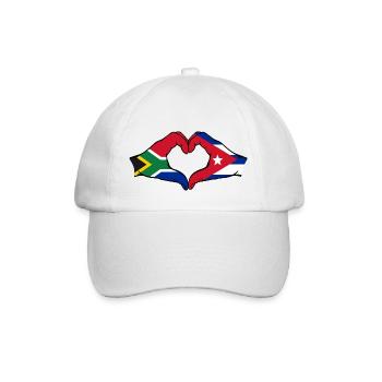 Südafrika Kuba Flagge Hände Herzform - Baseballkappe - Weiß/Weiß - Vorne
