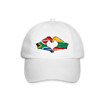 Südafrika Litauen Flagge Hände Herzform used - Baseballkappe - Weiß/Weiß - Vorne