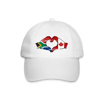 Südafrika Kanada Flagge Hände Herzform used - Baseballkappe - Weiß/Weiß - Vorne