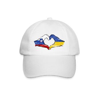 Slovenia Ukraine flag hands heart shape used - Baseball Cap - white/white - Front