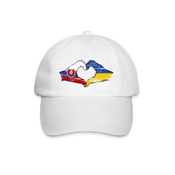 Slowakei Ukraine Flagge Hände Herzform used - Baseballkappe - Weiß/Weiß - Vorne