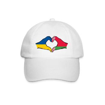 Ukraine Biélorussie drapeau mains coeur forme - Casquette classique - blanc/blanc - Devant