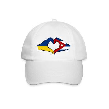 Ukraine Cuba Flag Hands Heart Shape - Baseball Cap - white/white - Front