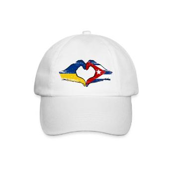 Ukraine Cuba Flag Hands Heart Shape Used - Baseball Cap - white/white - Front
