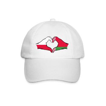Poland Belarus Flag Hands Heart Shape - Baseball Cap - white/white - Front
