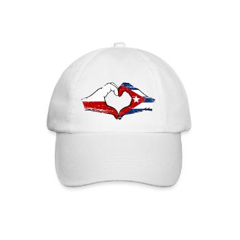 Poland Cuba Flag Hands Heart Shape Used - Baseball Cap - white/white - Front