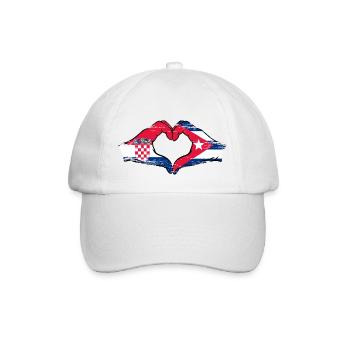 Croatia Cuba Flag Hands Heart Shape Used - Baseball Cap - white/white - Front