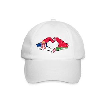 Serbien Belarus Flagge Hände Herzform used - Baseballkappe - Weiß/Weiß - Vorne