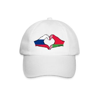 Russland Belarus Flagge Hände Herzform - Baseballkappe - Weiß/Weiß - Vorne