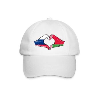 Russland Belarus Flagge Hände Herzform used - Baseballkappe - Weiß/Weiß - Vorne