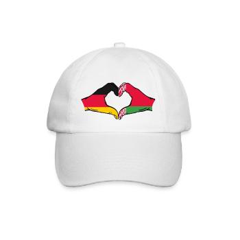 Deutschland Belarus Flagge Hände Herzform - Baseballkappe - Weiß/Weiß - Vorne