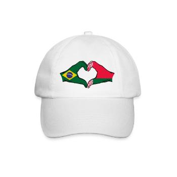 Brésil Biélorussie Drapeau Mains Coeur Forme - Casquette classique - blanc/blanc - Devant