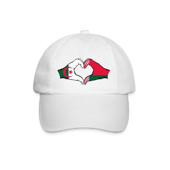 Algeria Belarus Flag Hands Heart Shape - Baseball Cap - white/white - Front