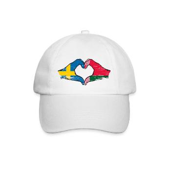 Schweden Belarus Flagge Hände Herzform used - Baseballkappe - Weiß/Weiß - Vorne
