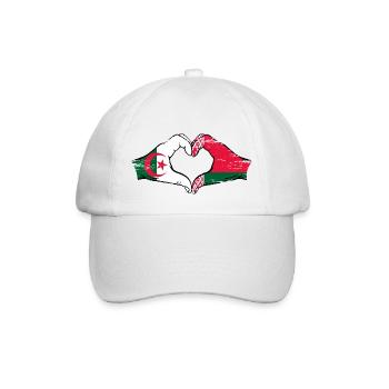 Algerien Belarus Flagge Hände Herzform used - Baseballkappe - Weiß/Weiß - Vorne