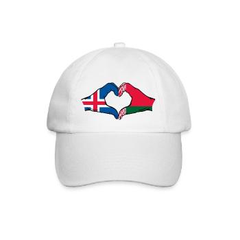 Island Belarus Flagge Hände Herzform - Baseballkappe - Weiß/Weiß - Vorne
