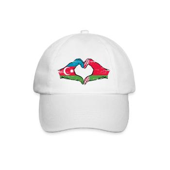 Aserbaidschan Belarus Flagge Hände Herzform used - Baseballkappe - Weiß/Weiß - Vorne