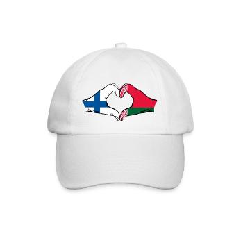 Finlande Biélorussie Drapeau Mains Coeur Forme - Casquette classique - blanc/blanc - Devant