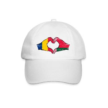 Rumänien Belarus Flagge Hände Herzform used - Baseballkappe - Weiß/Weiß - Vorne