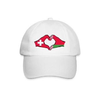 Suisse Biélorussie Drapeau Mains Coeur Forme - Casquette classique - blanc/blanc - Devant
