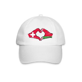 Suisse Biélorussie Drapeau Mains Coeur Forme Utilisé - Casquette classique - blanc/blanc - Devant