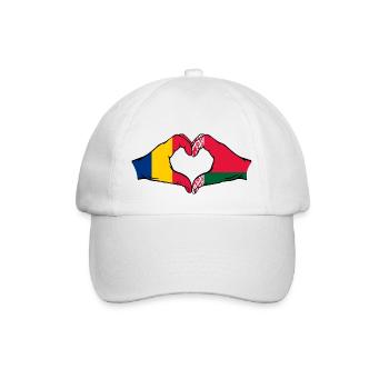 Romania Belarus Flag Hands Heart Shape - Baseball Cap - white/white - Front