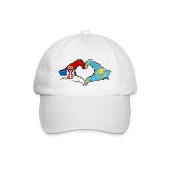 Serbie Kazakhstan drapeau mains forme de coeur utilisé - Casquette classique - blanc/blanc - Devant