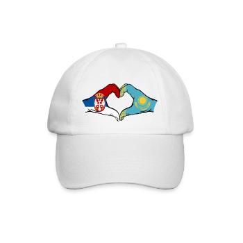 Serbie Kazakhstan Drapeau Mains Coeur Forme - Casquette classique - blanc/blanc - Devant