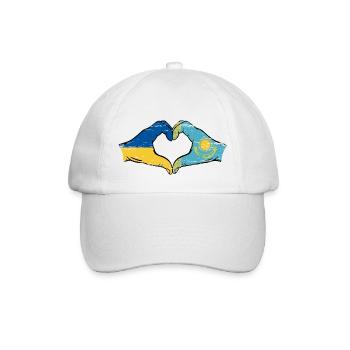 Ukraine Kasachstan Flagge Hände Herzform used - Baseballkappe - Weiß/Weiß - Vorne