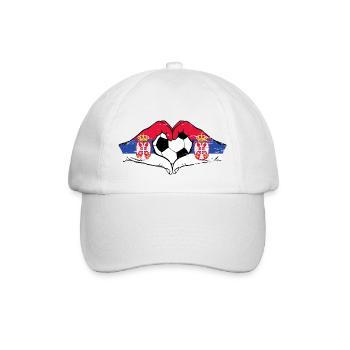Serbie drapeau football mains forme de coeur utilisé - Casquette classique - blanc/blanc - Devant