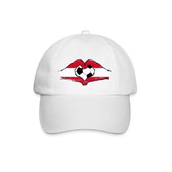 Austria flag football hands heart shape used - Baseball Cap - white/white - Front