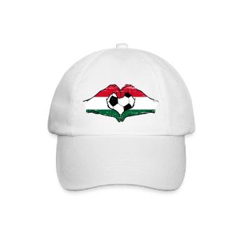 Hongrie drapeau football mains forme de coeur utilisé - Casquette classique - blanc/blanc - Devant