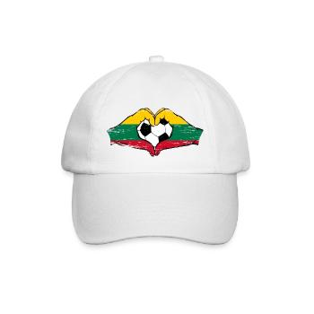 Lithuania flag football hands heart shape used - Baseball Cap - white/white - Front