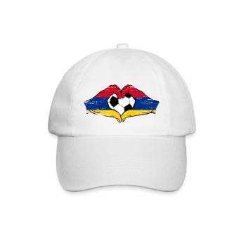 Drapeau arménien, football, mains, forme coeur, utilisé - Casquette classique - blanc/blanc - Devant