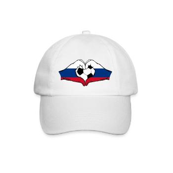 Forme de coeur de mains de football de drapeau de la Russie - Casquette classique - blanc/blanc - Devant