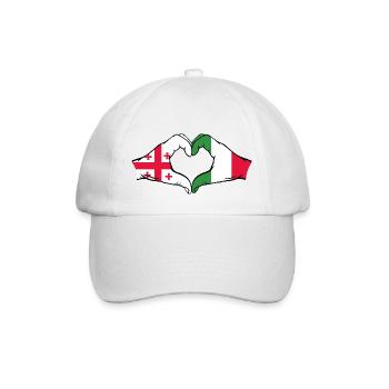 Georgien Italien Flagge Hände Herzform - Baseballkappe - Weiß/Weiß - Vorne